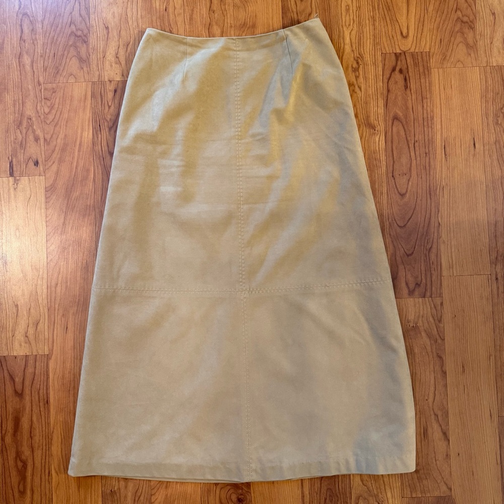 Talbots Size 10 Tan Faux Suede Maxi Skirt, Excellent Condition